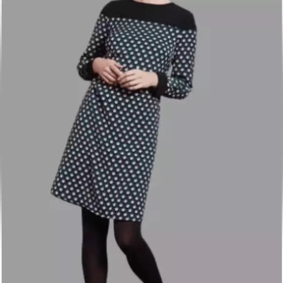 BODEN Green Black Polka Dot Shift Dress – US Sz 6 - Picture 1 of 12